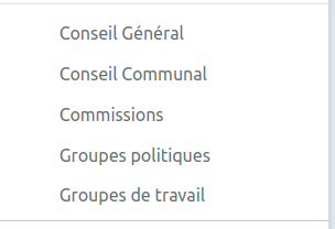 Menu des instances