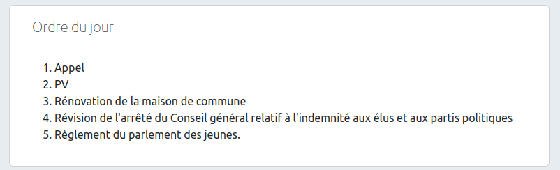 Ordre du jour mode simple