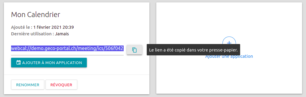 Copier le lien de synchronisation