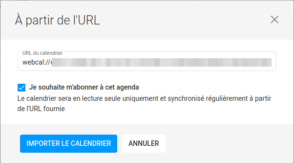 S'abonner et importer le calendrier
