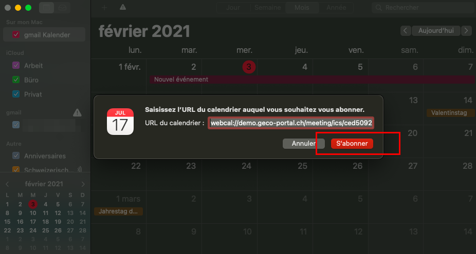 Valider l'abonnement