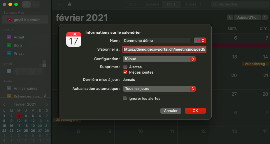 Configurer les paramètres du calendrier